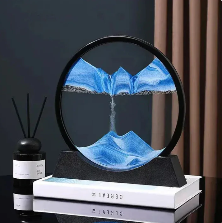 Tableau d'art de sable 3D en mouvement, verre rond, sablier de mer profonde, artisanat de sable mouvant, peinture de sable fluide, décoration de bureau et de maison, cadeau