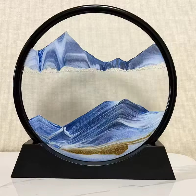 Tableau d'art de sable 3D en mouvement, verre rond, sablier de mer profonde, artisanat de sable mouvant, peinture de sable fluide, décoration de bureau et de maison, cadeau