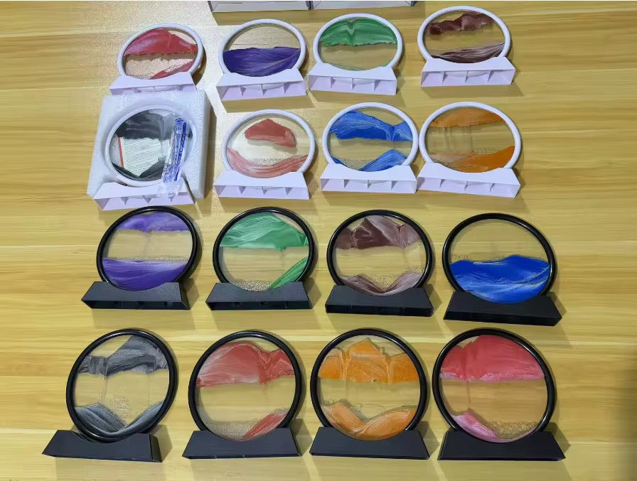 Tableau d'art de sable 3D en mouvement, verre rond, sablier de mer profonde, artisanat de sable mouvant, peinture de sable fluide, décoration de bureau et de maison, cadeau